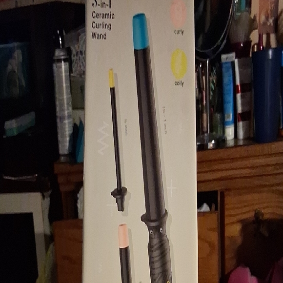 3-in-1 Ceramic Curling Wand - Black and Blue